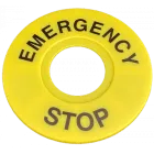 Etiquette de signalisation plastique pour bouton d'arrêt d'urgence diamètre 22 mm