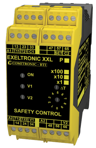 EXELTRONIC XXL & EXELTRONIC XXLP - Contrôle d’interverrouillage temporisé pour machines à inertie thermique ou vitesse nulle avec contrôle de temps à grande précision.