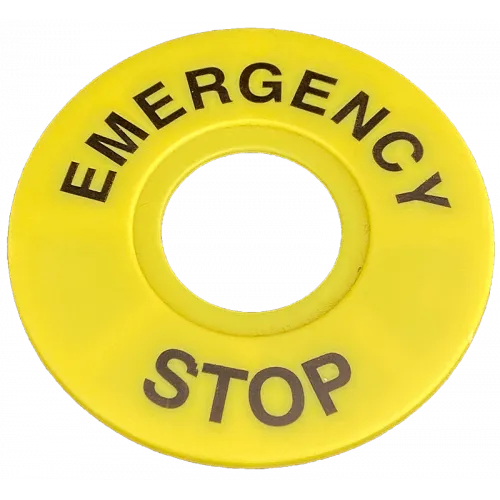 Etiquette de signalisation plastique pour bouton d'arrêt d'urgence diamètre 22 mm
