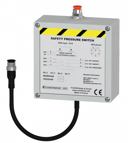 PRESSOSTAT / VACUOSTAT de sécurité machine selon ISO13849-1 - Contrôle la pression des gaz et fluides