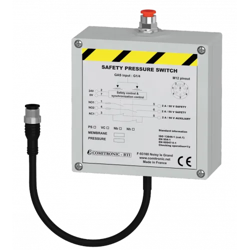 PRESSOSTAT / VACUOSTAT de sécurité machine selon ISO13849-1 - Contrôle la pression des gaz et fluides